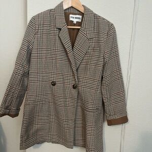 Steve Madden Women's Tan Checkered Blazer